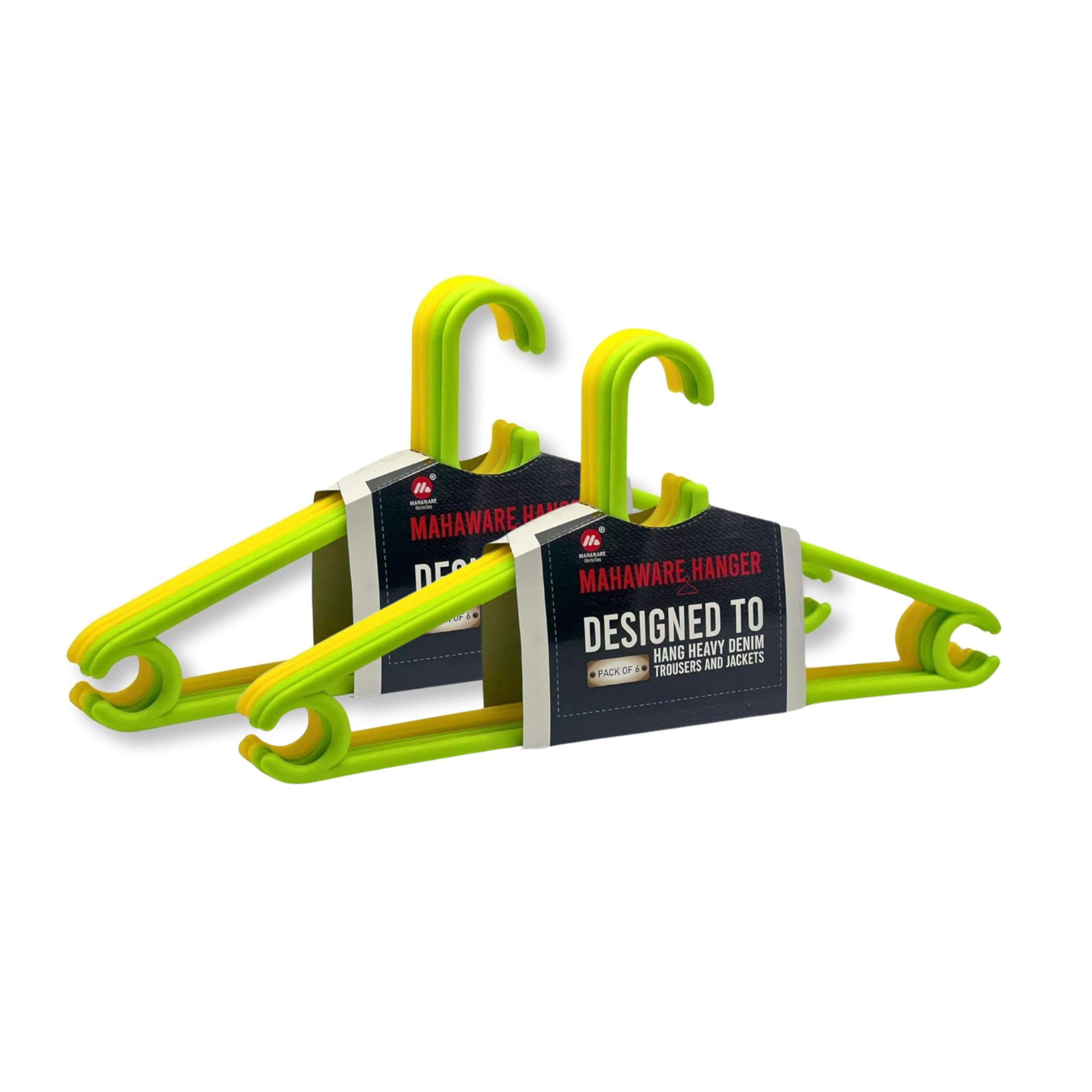 Mahaware Sturdy Polypropylene Hanger, Pack of 12,Green and Yellow l Cloth Hanger l Dress Hangers l Hanger for Clothes Hanging
